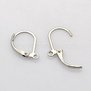 Tarnish Resistant 304 Stainless Steel Leverback Earring Findings, with Loop, Stainless Steel Color, 16x10~10.5mm, Hole: 1.5mm, Pin: 0.7mm(STAS-N019-06)