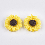 Resin Pendants, Sunflower, Yellow, 24x7mm, Hole: 1mm(X-CRES-T010-58A)