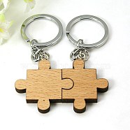 Romantic Gifts Ideas for Valentines Day Wood Hers & His Keychain, with Iron Findings, Cross, Camel, 92mm(KEYC-E006-14)