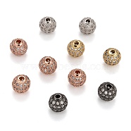 Brass Cubic Zirconia Beads, Round, Mixed Color, 8x8mm, Hole: 1.5mm(ZIRC-F001-31)