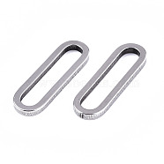 201 Stainless Steel Linking Rings, Laser Cut, Oval, Stainless Steel Color, 20x6x1.5mm, Inner Diameter: 17x3mm(STAS-S080-001P)
