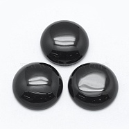 Natural Obsidian Cabochons, Half Round, 24.5~25x4~7mm(G-E492-A-05)