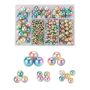 497Pcs 5 Style Rainbow ABS Plastic Imitation Pearl Beads, Gradient Mermaid Pearl Beads, Round, Colorful, 4~12x3.5~11.5mm, Hole: 1.2~2mm(OACR-YW0001-07B)