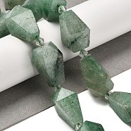 Natural Green Strawberry Quartz Beads Strands, Faceted, Teardrop, with Seed Beads, 19~21.5x12~13mm, Hole: 2mm, about 15~16pcs/strand, 14.96~15.7 inch(38~40cm)(G-NH0005-B10-01A)