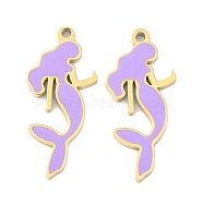 Ion Plating(IP) 304 Stainless Steel Charms, Sea Animal Theme Enamel Charms, Real 14K Gold Plated, Mermaid, 16.5x7x0.8mm, Hole: 0.8mm(STAS-N103-194G-07)