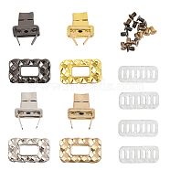4 Sets 4 Colors Alloy Bag Twist Lock Clasps, Turn Lock Clasp, with Iron Gasket and Screw, Bag Replacement Accessories, Imitation Braided Rectangle, Mixed Color, 4~34.5x4~20x0.2~23mm, 1 sets/color(FIND-CA0007-10)