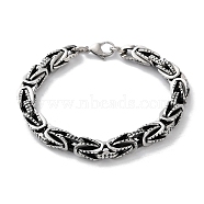 304 Stainless Steel Byzantine Chain Chunky Bracelets for Men, Antique Silver, 8-1/2 inch(21.5cm), 8mm(BJEW-C072-01AS)