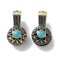 Brass Enamel Pendants, Cadmium Free & Lead Free, Flat Round Charm, Antique Bronze, 17.5x9.5x8mm, Hole: 4.5x2mm(KK-M284-15AB)