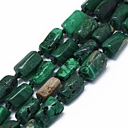 Natural Malachite Beads Strands, Nuggets, 10~13x6~8x4~7mm, Hole: 0.8mm, about 33pcs/strand, 16.54''(42cm)(G-O170-112)