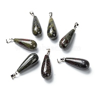 Natural Dragon Blood Pendants, with Platinum Brass Findings, Teardrop, 26.5~29x10mm, Hole: 2.5~3.5x4~6mm(G-F707-11)