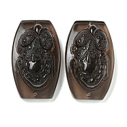 Natural Ice Obsidian Carved Connector Charms, Pi Xiu Links, 35x21x11mm, Hole: 1.6mm(G-Q191-01A)