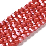 Opaque Glass Beads Strands, Faceted, Round, FireBrick, 6mm, Hole: 1mm, about 98~100pcs/strand, 20.39~20.59 inch(51.8~52.3cm)(EGLA-A035-P6mm-A03)