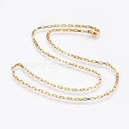 304 Stainless Steel Box Chain Necklaces, with 304 Stainless Steel Beads and Clasps, Golden, 17.7 inch(45cm), 2.5mm(NJEW-F248-22B-G)