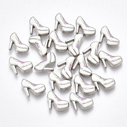 Alloy Enamel Cabochons, Fit Floating Locket Charms, High-Heeled Shoes, Creamy White, Platinum, 7.5x8x2mm(PALLOY-T054-66)