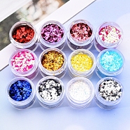 Holographic Nail Art Sequins Glitter, 3D Nails Glitter Shining Flakes, DIY Sparkly Paillette Tips Nail, Mixed Color, box: 3.3x3.1cm, 10g/box(MRMJ-K006-08-M)