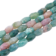 2 Strands Natural Indian Agate Beads Strands, Faceted, Oval, 8.5~9x6mm, Hole: 1mm, about 22pcs/strand, 8.07''(20.49cm)(G-NB0004-23)
