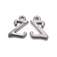 Gunmetal Plated Alloy Letter Pendants, Rack Plating, Letter.Z, 13x10x2mm, Hole: 1.5mm(PALLOY-P097-03-Z)