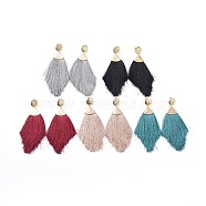 Polyester Tassel Dangle Earrings, with 304 Stainless Steel Stud Earring Findings, Golden, Mixed Color, 117~120mm, Pin: 0.7mm(EJEW-JE03548-M)
