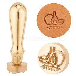 Golden Plated Brass Stamps, DIY Drawing Stamps, Flat Round, Bottle, 89x25.5mm, Pattern: 25mm(DIY-WH0349-161C)