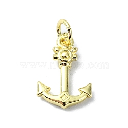 Brass Pendants, Real 18K Gold Plated, Anchor & Helm, 15.5x10x1.5mm, Hole: 3mm(KK-H475-39G-01)