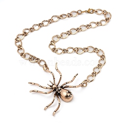 Alloy Crystal Rhiniestone Big Spider Pendant Necklaces for Women Men, Antique Golden, 19.69 inch(50cm)(NJEW-H061-01AG)