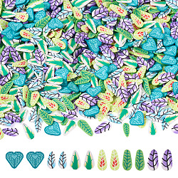 60G 6 Style Handmade Polymer Clay Cabochons, Mixed Shapes, 5~8x3~6.5x0.4~0.5mm, 10g/style(PORC-TA0001-08B)