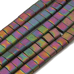 Electroplated Non-magnetic Synthetic Hematite Beads Strands, Rectangle, Matte Style, 2-Hole, Colorful, 6x4x3mm, Hole: 1.2mm, about 99pcs/strand, 15.55 inch(39.5cm)(G-C106-B01-10B)