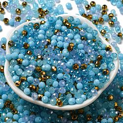 Glass Beads, Faceted, Rondelle, Pale Turquoise, 4x3mm, Hole: 0.4mm, about 820pcs/60g(EGLA-A034-SM4mm-15)
