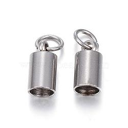 Tarnish Resistant 201 Stainless Steel Cord Ends, End Caps, Column, Stainless Steel Color, 10x5mm, Hole: 3.5mm, Inner Diameter: 4.2mm(STAS-E120-01-4.2mm)