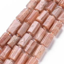 Natural Sunstone Beads Strands, Faceted, Column, 8~11x6~8x5~7mm, Hole: 1mm, about 15~17pcs/strand, 7.28~7.48 inch(G-S345-8x11-011)