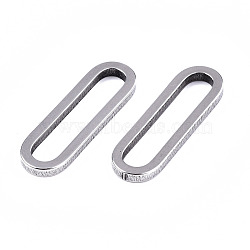 Tarnish Resistant 201 Stainless Steel Linking Rings, Laser Cut, Oval, Stainless Steel Color, 20x6x1.5mm, Inner Diameter: 17x3mm(STAS-S080-001P)