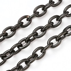 304 Stainless Steel Cable Chains, Unwelded, with Spool, Electrophoresis Black, 8x6x1.5mm, about 32.8 Feet(10m)/roll(CHS-O008-03EB)
