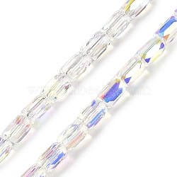 Electroplate Glass Beads Strands, AB Color Plated, Faceted, Column, Clear AB, 6.5x4mm, Hole: 0.8mm, about 80pcs/strand, 20.08''(51cm)(GLAA-Q101-02A-AB04)