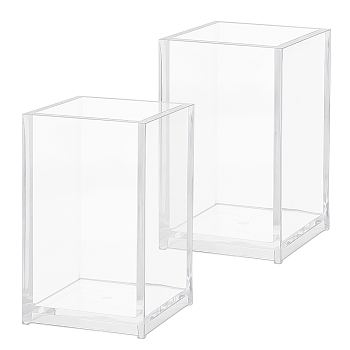 Acrylic Pen Container, Rectangle, Clear, 65x65x100mm