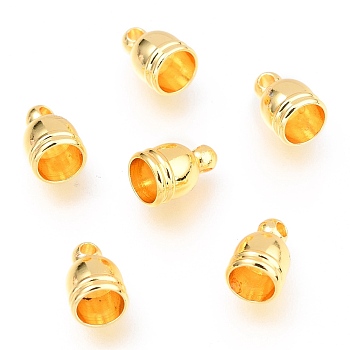 Brass Cord Ends, Long-Lasting Plated, Golden, 9x6mm, Hole: 1.5mm, Inner Diameter: 4.8mm