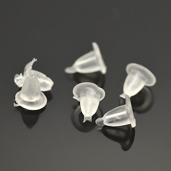 Plastic Ear Nuts, Earring Backs, Clear, 4x4mm, Hole: 0.5mm, about 200pcs/5g