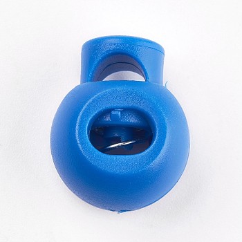 Plastic Iron Spring Cord Locks, Royal Blue, 15x20x15mm, Hole: 6x4mm