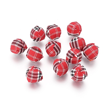 Handmade Woven Cloth Beads, Round, Crimson, Size: about 14mm in diameter, hole: 3mm