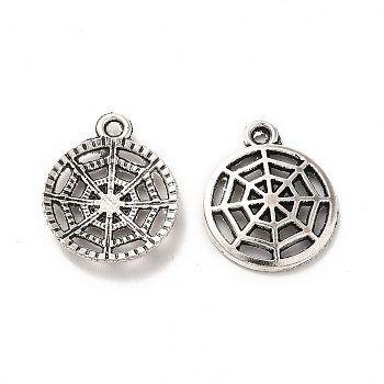 Tibetan Style Alloy Pendants, Spider Web Charm, Antique Silver, 16.5x14x2mm, Hole: 1.6mm, about 714pcs/500g