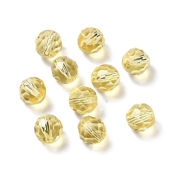 Glass Imitation Austrian Crystal Beads, Faceted, Round, Goldenrod, 8mm, Hole: 1.5mm