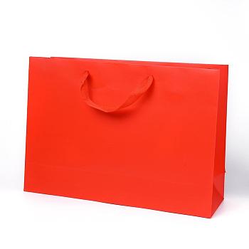 Kraft Paper Bags, with Handles, Gift Bags, Shopping Bags, Rectangle, Red, 28x40x12.2cm