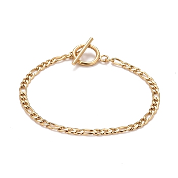 Ion Plating(IP) 304 Stainless Steel Chain Bracelets for Women or Men, Figaro Chain Bracelets, Golden, 8 inch(20.3cm)
