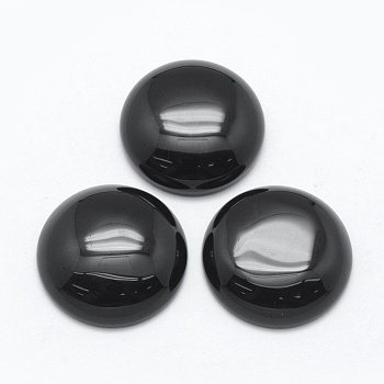 Natural Obsidian Cabochons, Half Round, 24.5~25x4~7mm