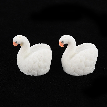 Flocky Acrylic Beads, Half Drilled Beads, Goose, White, 20x20x16mm, Hole: 1.2mm