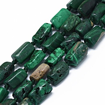 Natural Malachite Beads Strands, Nuggets, 10~13x6~8x4~7mm, Hole: 0.8mm, about 33pcs/strand, 16.54''(42cm)