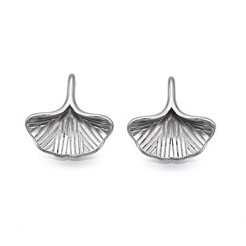 304 Stainless Steel Charms, Leaf, Stainless Steel Color, 13x13x4mm, Hole: 2x3mm