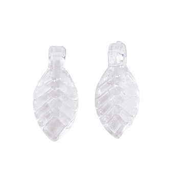 Transparent Acrylic Charms, Leaf, Clear, 10.5x5x3.5mm, Hole: 1.2mm, about 5000pcs/500g