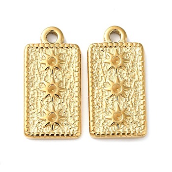304 Stainless Steel Pendant Rhinestone Settings, Rectangle Charm, Real 18K Gold Plated, Fit for 1.2mm Rhinestone, 20.5x10x2mm, Hole: 1.8mm