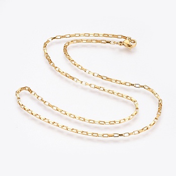 304 Stainless Steel Box Chain Necklaces, with 304 Stainless Steel Beads and Clasps, Golden, 17.7 inch(45cm), 2.5mm