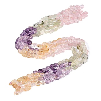 Natural Rose Quartz & Amethyst & Citrine(Heated) & Prehnite Beads Strands, Nuggets, Tumbled Stone, 4~12x5~9x3~8mm, Hole: 0.8~0.9mm, about 49~54pcs/strand, 15.35~16.14 inch(39~41cm)